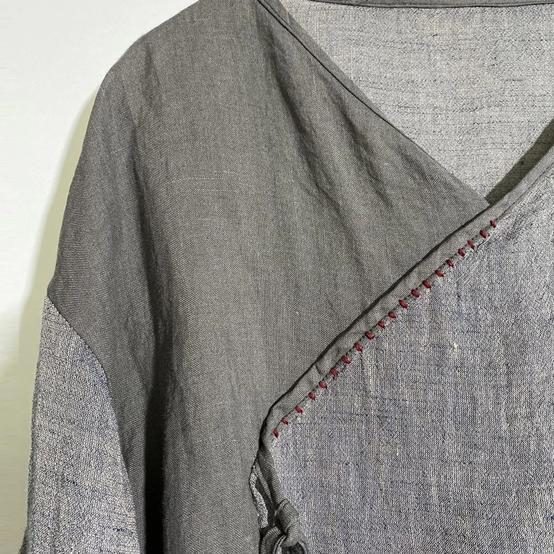 

Johnature Linen Retro Patchwork Pullover Shirts Full Sleeve 2021 Spring New Loose Vintage Casual Women Loose Irregular Tops