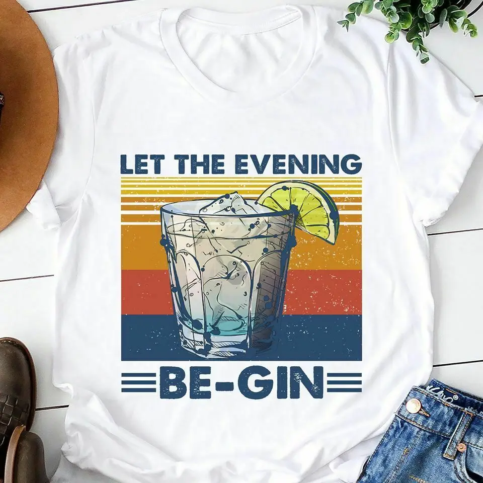 

Смешная Винтажная Футболка Let The Night Be-Gin для влюбленных вина, женская и мужская футболка унисекс