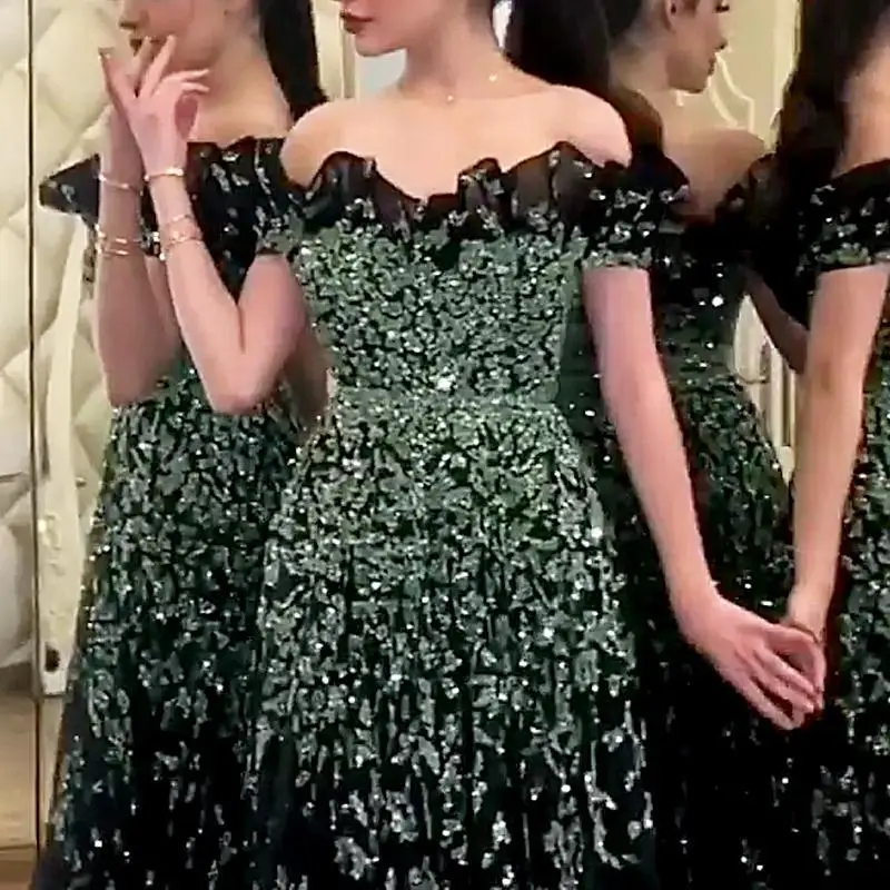 

2021 New Women's Independent Station Sexy Bronze Short-Sleeved Dance Dress New Style