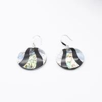 s925 sterling silver jewelry natural abalone shell fashion round earringsnational customs