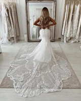 2022 designer lace wedding dress mermaid sexy backless long court train bridal gowns sleeevless keyhole neck country marriage