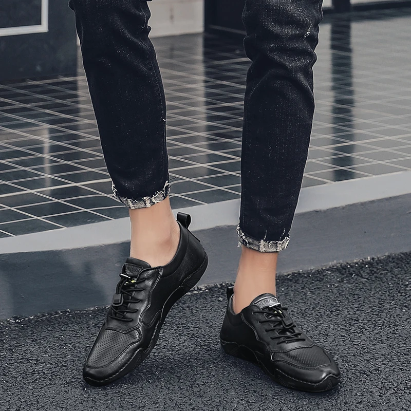 Мужская кожаная повседневная обувь Мокасины ручной работы Брендовая модная