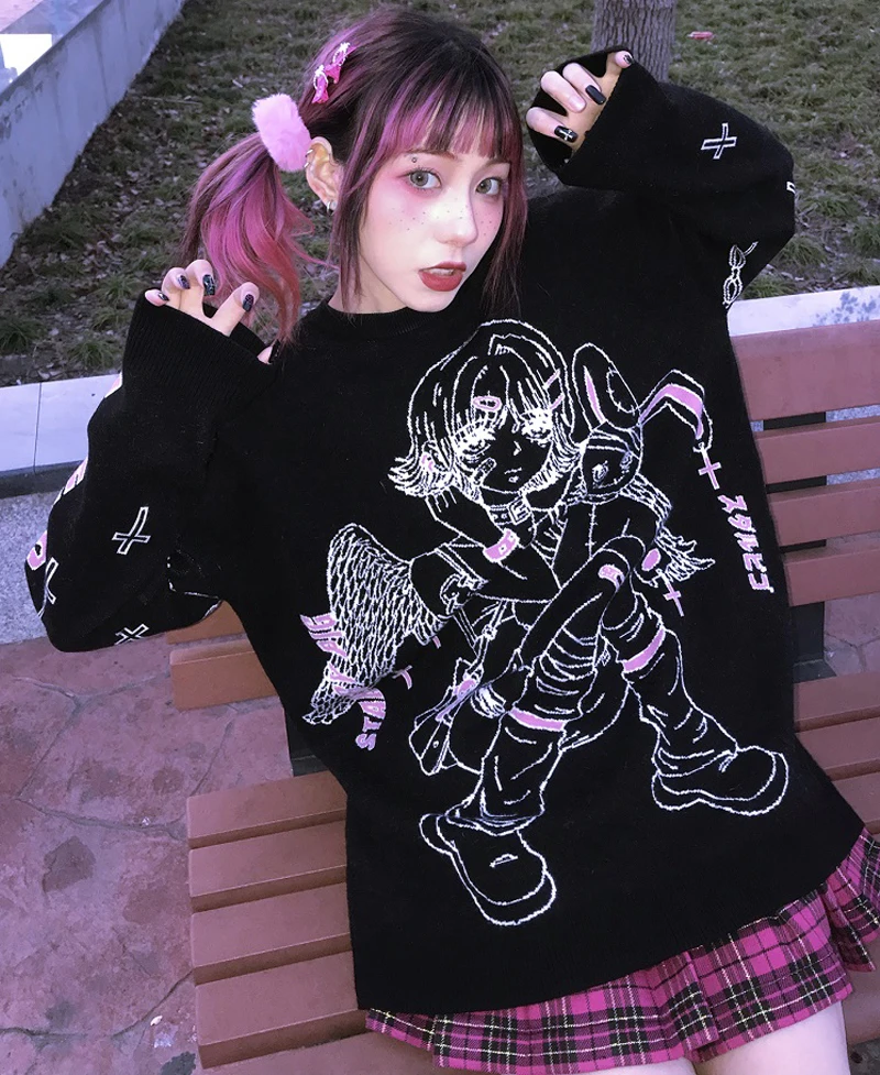 Женский вязаный свитер в стиле Харадзюку | Женская одежда