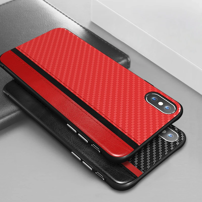Slim Ultra-thin Case For iPhone X XS Max XR 7 8 6 6S Plus Carbon Fiber Luxury Business Cover iPhoneX iPhone7 iPhone6 iPhone11 On |