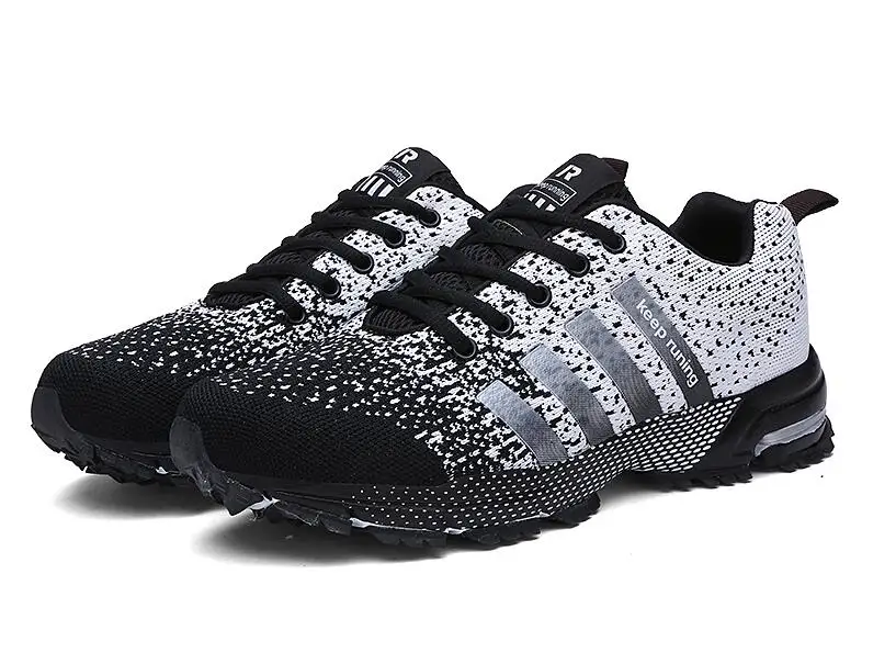 Men Running Shoes Breathable Outdoor Sports Shoes Lightweight Sneakers for Women Comfortable Medium(B,M) Breathable EVA - Цвет: XZP192BK