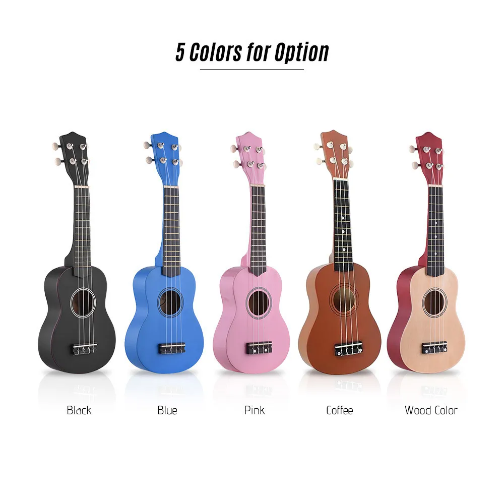 

21 Inch Colored Acoustic Soprano Ukulele Ukelele Uke Kit Basswood with Carry Bag Uke Strap Strings Picks Tuner