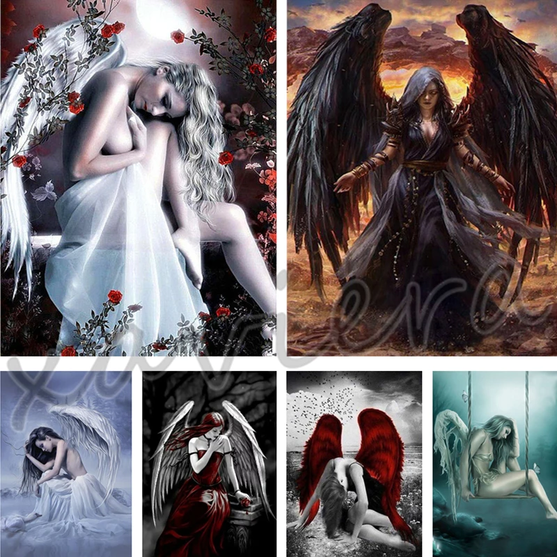 

Angel and Devil Diamond Painting Demon Goddess Portrait Mosaic Embroidery Full Drill Cross Stitch Kits Handmade Crafts for Adult