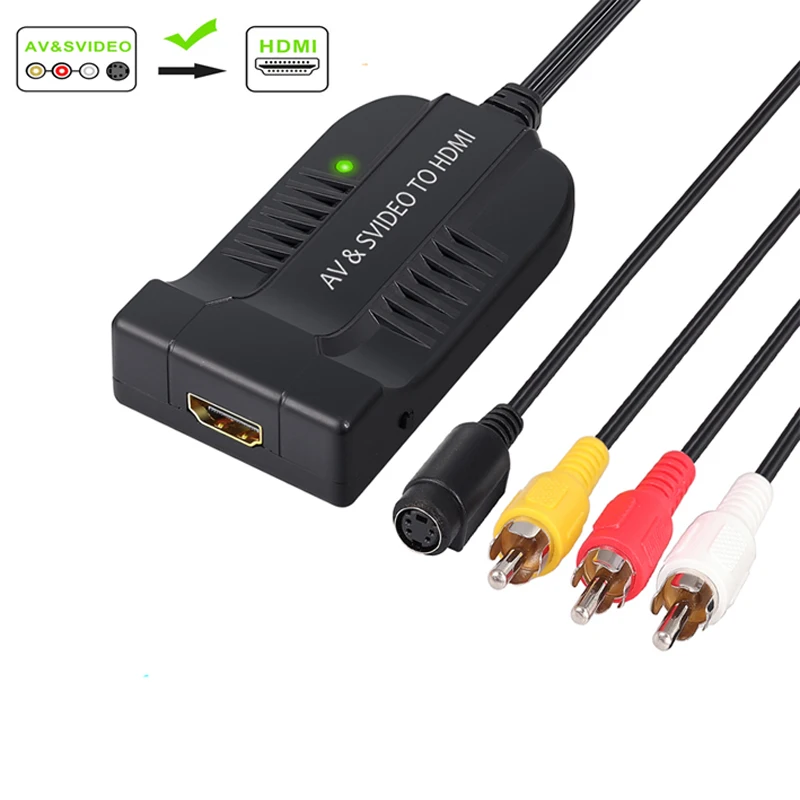 3RCA AV S-видео к HDMI преобразователь 1080P HD видео преобразователь адаптер NTSC PAL до 1080P60 для HDTV монитора