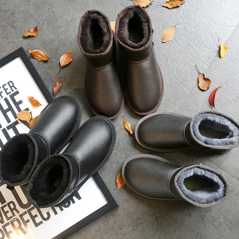 Лидер продаж Зимние сапоги Женские водонепроницаемые ботильоны из натуральной