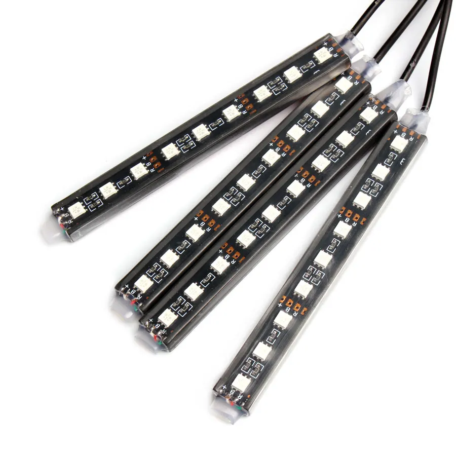 

4pcs 12V Car LED Light USB RGB Strip Tape Lamp Car Interior 5 12 V Volt Led Strip USB RGB Music IR APP Controller Auto Flexible