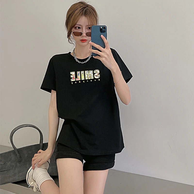 

BOBOKATEER Short Sleeve Cotton T Shirt Women Clothes Casual Plus Size Poleras Mujer O-Neck Tee Shirt Femme Graphic T Shirts 2021