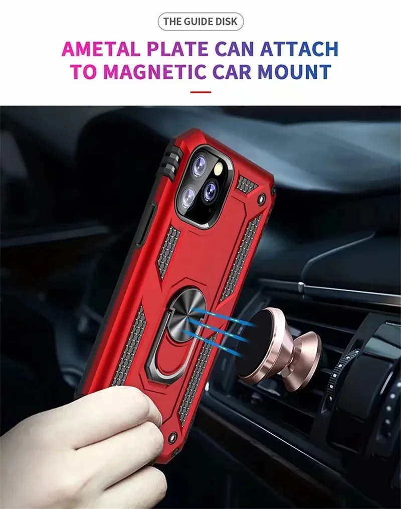 

For iphone 11 12 Pro Max 12 Mini 5 5S SE 2020 7 8 6 6S Plus Case Luxury Armor Magentic Ring Phone Case for iphone X XR XS Max