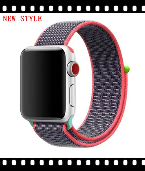 Ремешок для apple watch band sport loop apple watch 5 4 3 band 44 мм 40 мм iwatch 5 4 42 мм 38 мм correa нейлоновый браслет pulseira nato - Цвет ремешка: Bright powder 2 hit