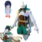 2020 новая игра Genshin Impact Косплей Аниме аксессуары Project VENTI Косплей Костюм Женское пальто рубашка брюки пояс и чулки комплект