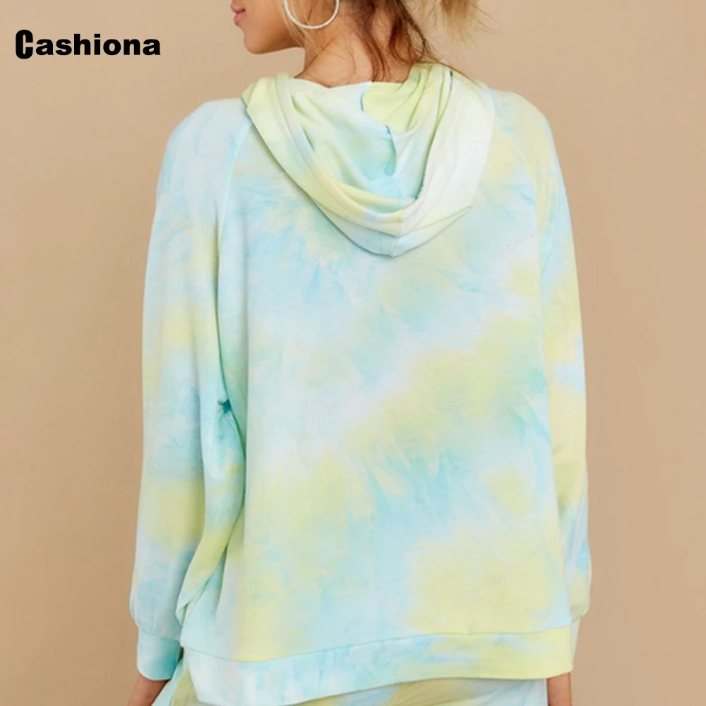 

Fashion Tie dye Print Tracksuit Hoodies Sweatshirt Women's Top And Long Pants Set Autumn 2020 Women Hooded Two Piece Outfits
