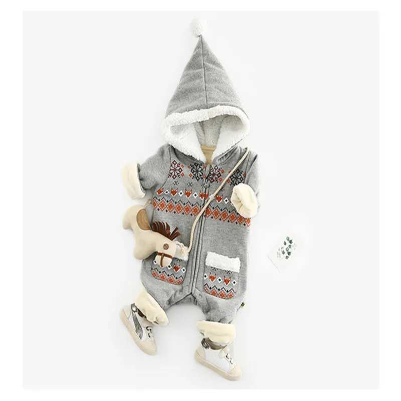 Детский комбинезон для новорожденных зимний с капюшоном рождественским оленем