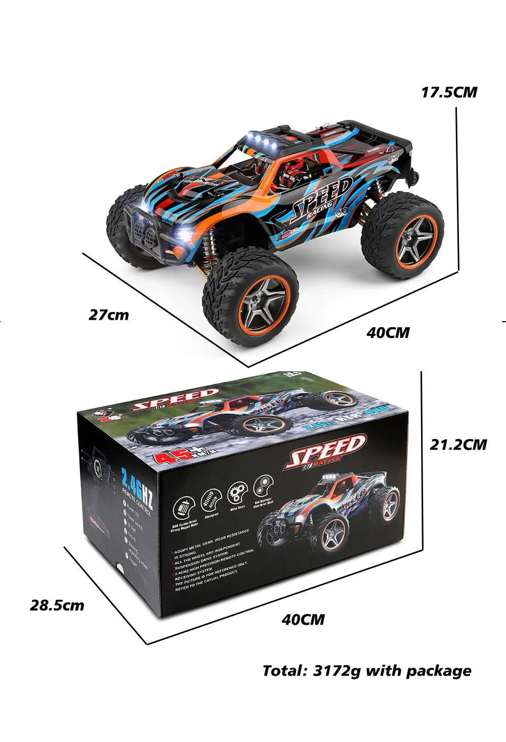 Wltoys масштаб 104009 1/10G матовый Радиоуправляемый автомобиль 4WD высокоскоростные