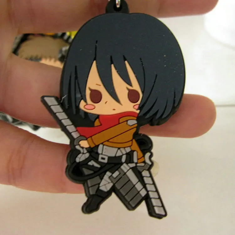 

1PCS Anime Figure Attack On Titan Key Chain 3D Double Side PVC Key Ring Wings of Liberty Keychain Kids Key Holder Trinket Gift