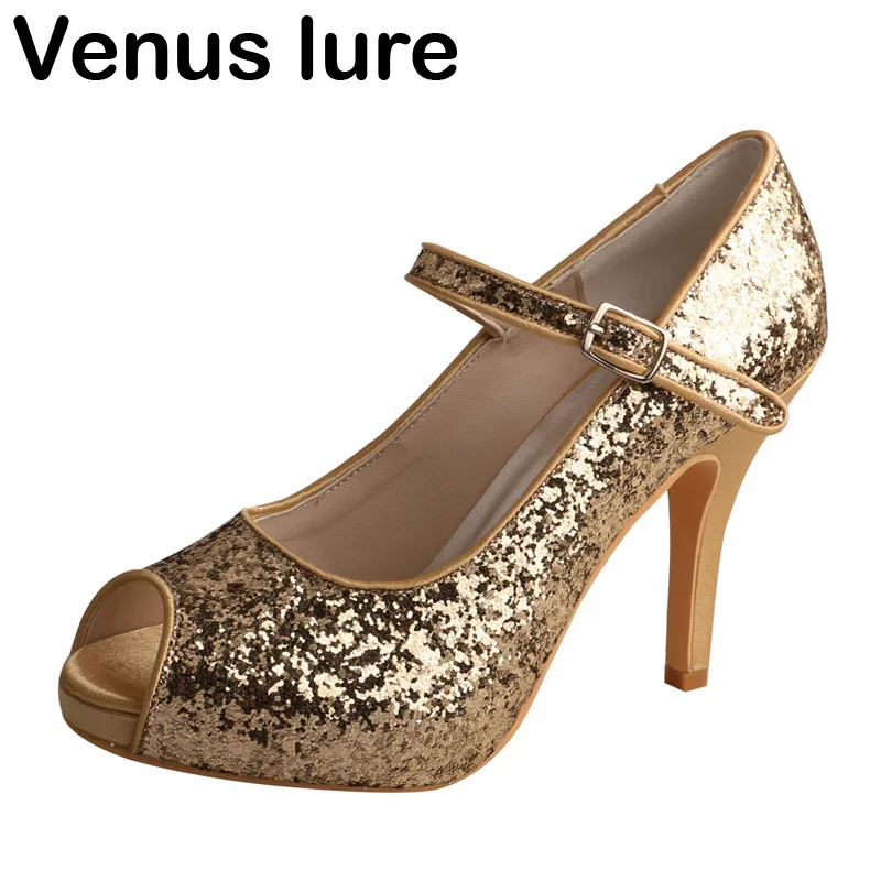

Wedopus Mary Jane Shoes Women 4 inch High Heels Amazon Wedding Shoes Glitter