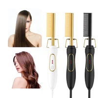 2021 new hair straightener flat irons straightening brush hot heating comb hair curling hair curler comb us eu uk plug
