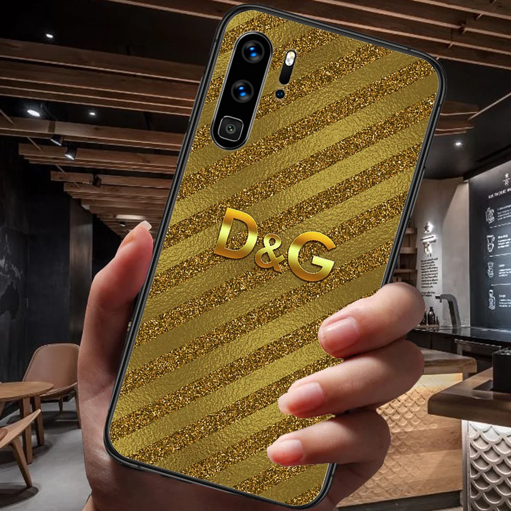 

Italian Fashion Luxury Brand Phone Case For Huawei P Mate Smart 10 20 30 40 Lite Z 2019 Pro black Cover Fashion Etui Silicone