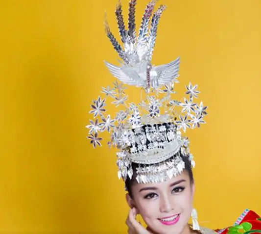 Серебряная палочка для волос Miao набор аксессуаров Tassel серебристая Тиара