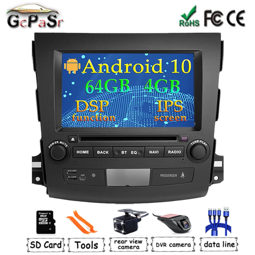 DSP чип IPS Android 10 In Dash автомобильный стерео DVD плеер GPS для Mitsubishi Outlander 2007 2012 Peugeot