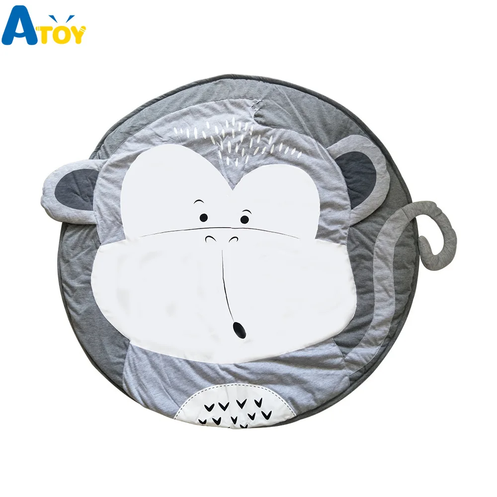 Детский игровой коврик с обезьяной Круглый хлопковый животными для