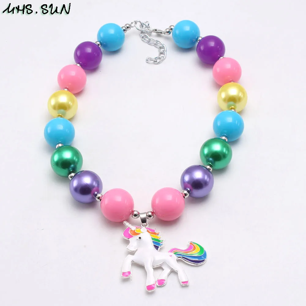 Детское ожерелье MHS.SUN разноцветное объемное из бусин с подвеской в виде