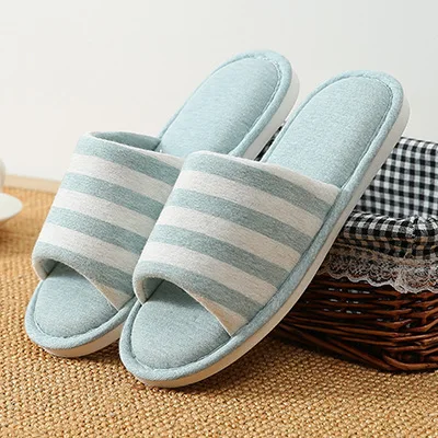 

FourSeasons Male and Female Couples Cotton linen slippers Home indoor wooden floors Soft bottom non-slip cloth Spring and Autumn