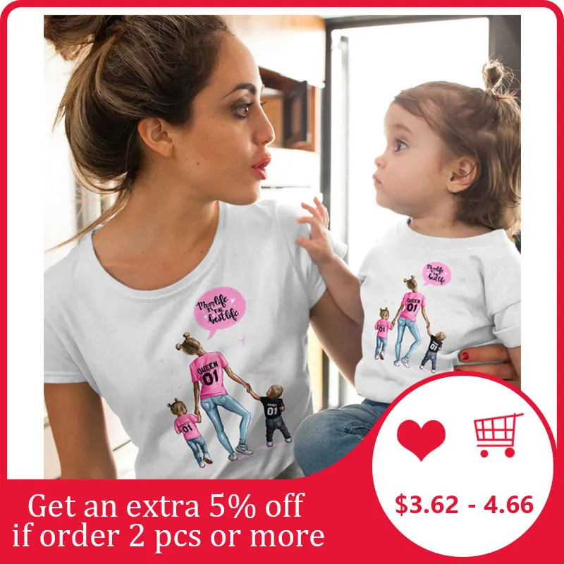 Женская футболка Одинаковая одежда для всей семьи Костюм девочек Новые летние