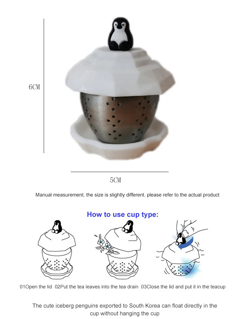 

Stainless Steel Tea Strainer Lovely Floating Penguin Tea Infuser Filter Brewing Making Teapot Lazy Tea Leak Maker Kitchen Tools