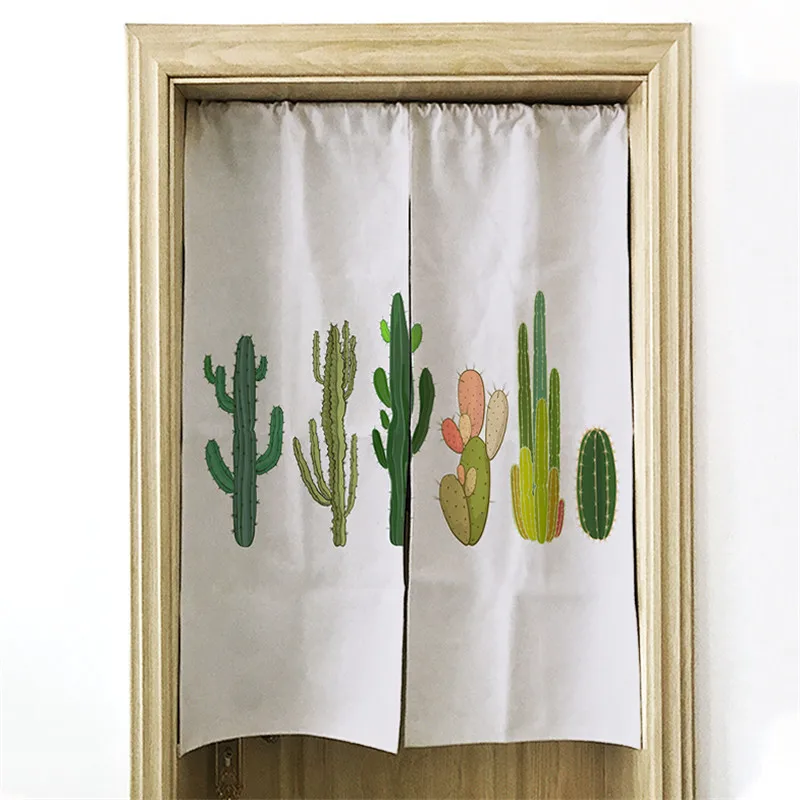Cactus linen art curtain partition kitchen bedroom porch | Дом и сад