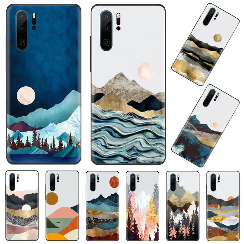 

Mountain Marble Moon Phone Case Funda For Huawei P9 P10 P20 P30 Lite 2016 2017 2019 plus pro P smart