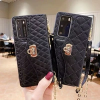 luxury fashion metal clasp card bag purse chain handbag design lambskin leather case cover for huawei p40 pro mate 30 40 pro