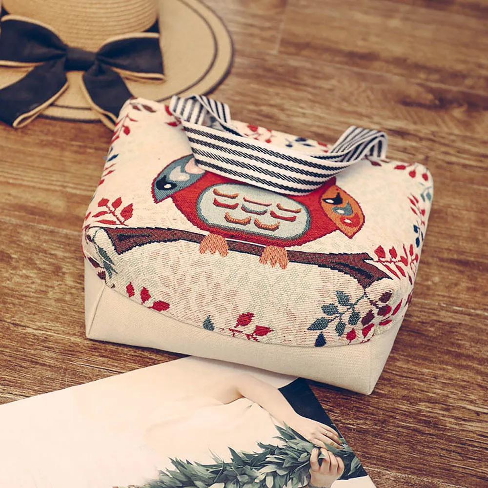 Женские Наплечные сумки с мультяшным рисунком холщовые хозяйственные женские