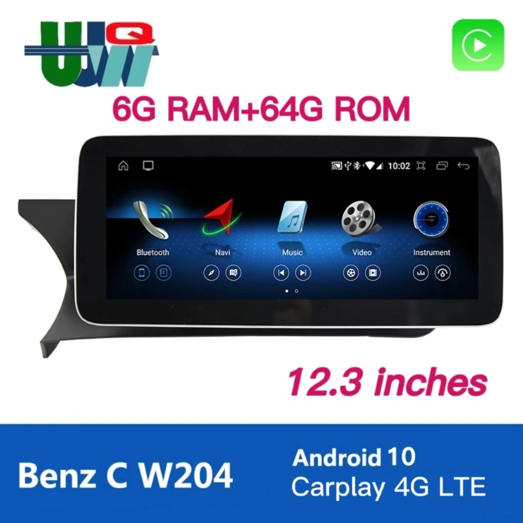 

Автомобильная Мультимедийная система UJQW, экран 12,3 дюйма, 2 Din, Android, для Mercedes Benz C Class W204 2011-2014 NTG 4.5 GPS Navi Carplay BT