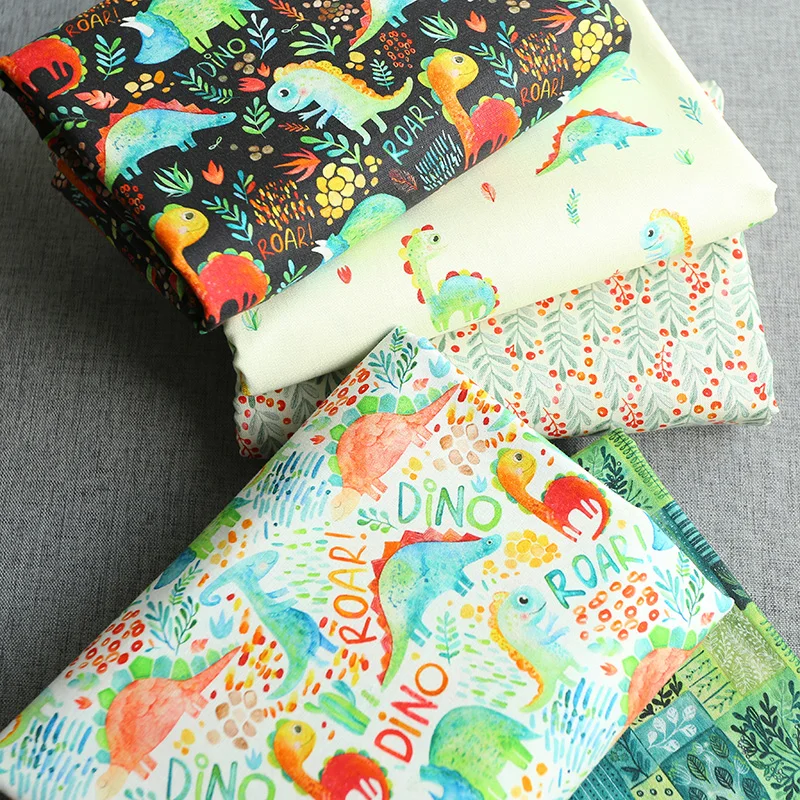 Хлопковая ткань с принтом динозавра в стиле пэчворк детский домашний текстиль