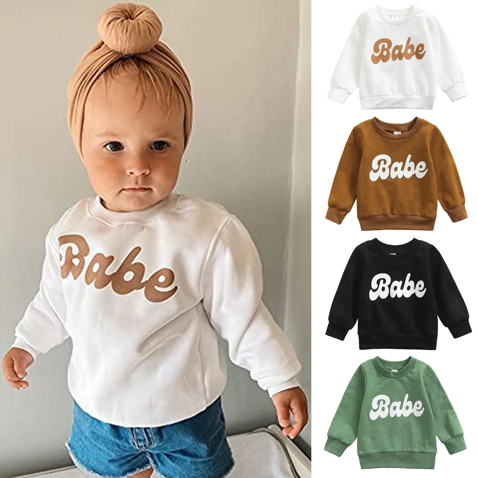 

Toddler Baby Girls Boys Pullover Tops Letter Printed Causal Long Sleeve Sweatshirt Infant Autumn Winter Casual Clothes Sudadera