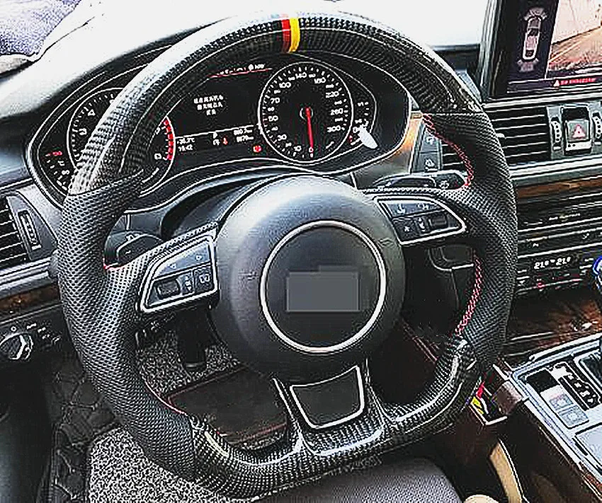 Руль из углеродного волокна для Audi A6 A7 A6L S6 S7 углеродное волокно кожа руль планки