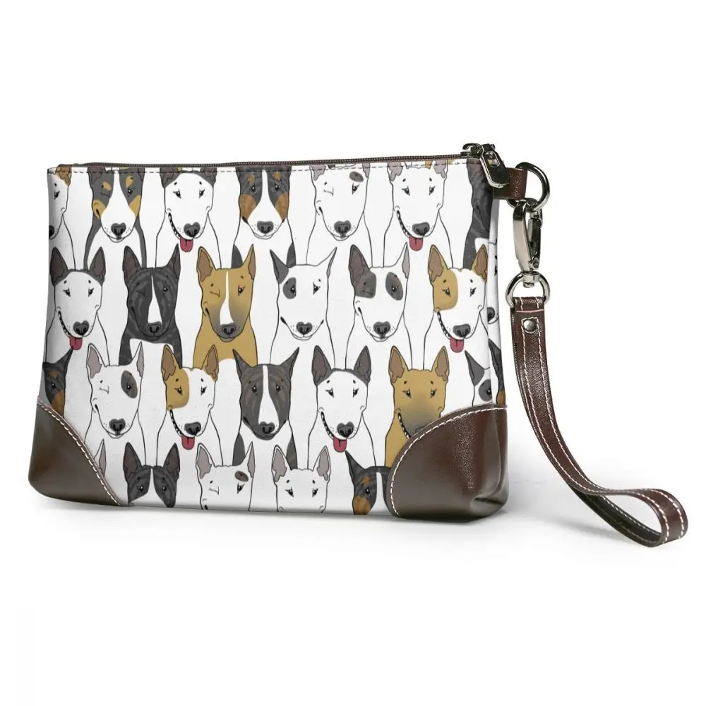 

Bull Terrier Prints Luxury Cowhide Leather Women Zipper Coin Purses Evening Bags Clutch Wallet Female Money Party Holder
