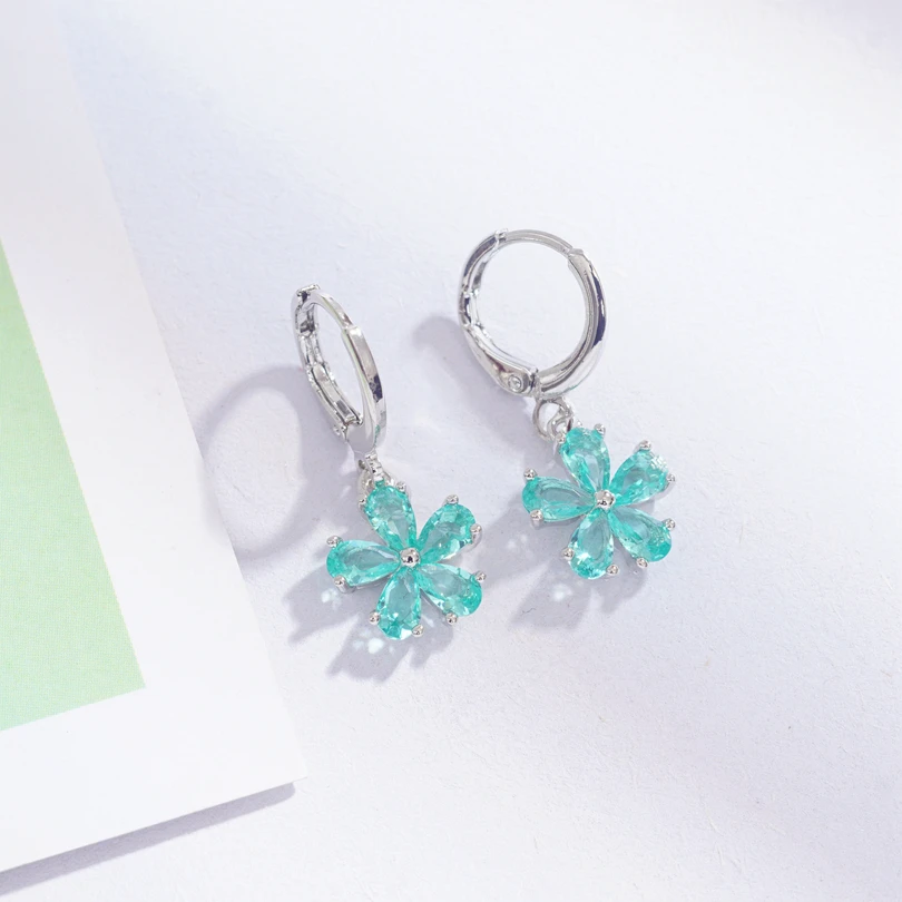 6 цветов новинка 2019 обруч с цветами серьги для девочек серебряный цвет Кристалл CZ