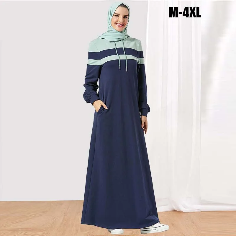 

BNSQ Hoodie Sweater Maxi Dress With Pocket slamic clothes turkey pakistani Oma Hijab Caftan Robe Dubai Muslim Moroccan Kaftan