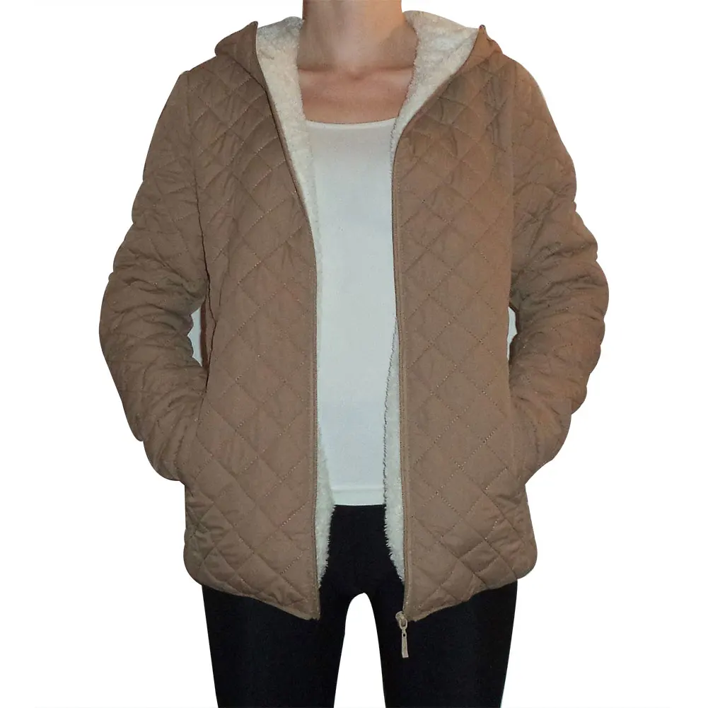 

Women Hooded Plush Jacket Winter Warm Soft Thick Lining Coat Outwear -MX8