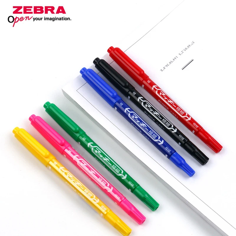 

Zebra 6pcs Oily Small Dual-Headed Marking Pen MO-120-MC Quick-Dry Pen does not fade, is environmentally friendly and non-toxic