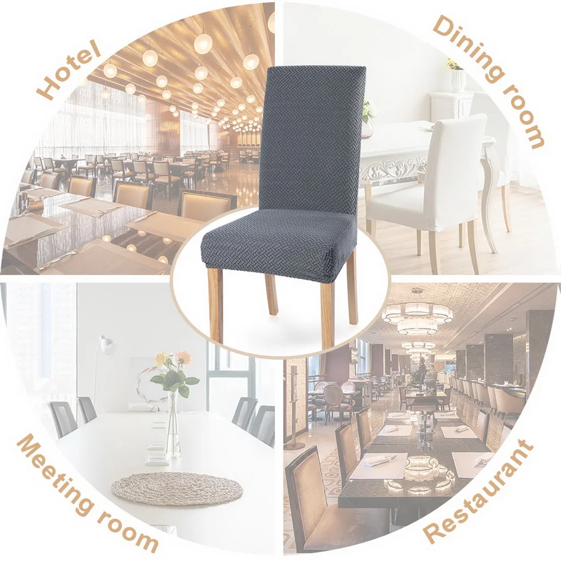 

Removable Chair Cover Plain Solid Color Protector Seat High Back Spandex Elastic For Dining Room Kitchen Wedding Hotel Banquet