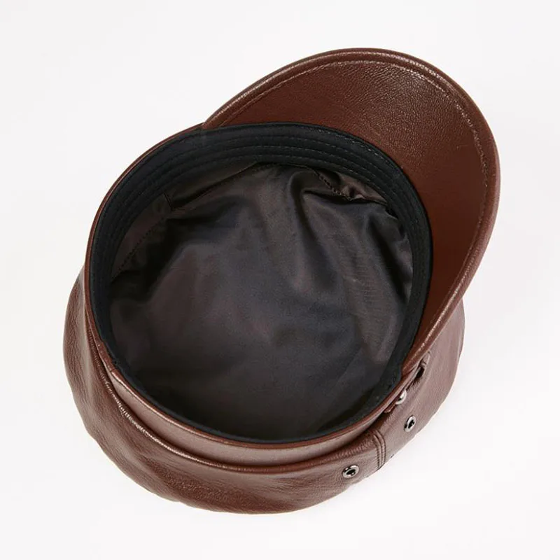 LA Женские шапки в стиле милитари на осень и зиму модные из искусственной кожи с