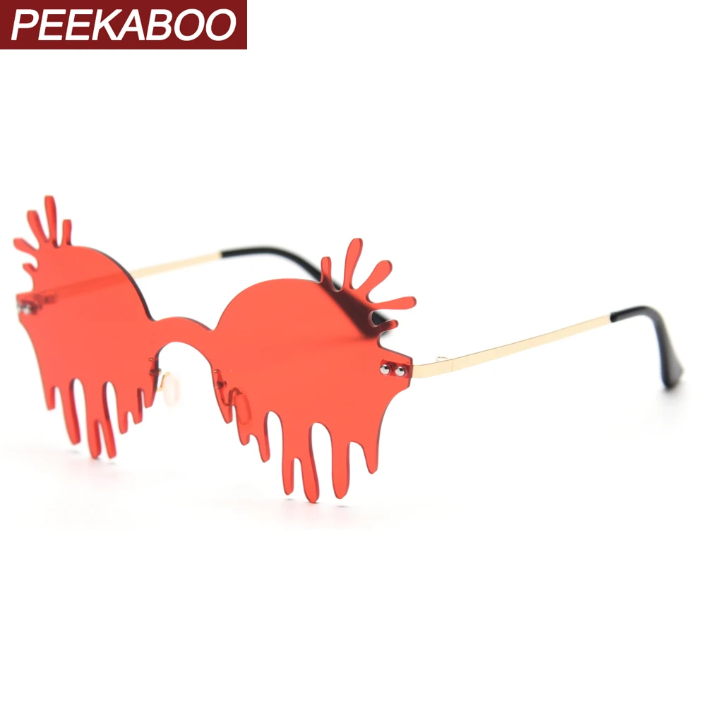 Peekaboo забавные цельные солнцезащитные очки без оправы женские красные золотые 2021