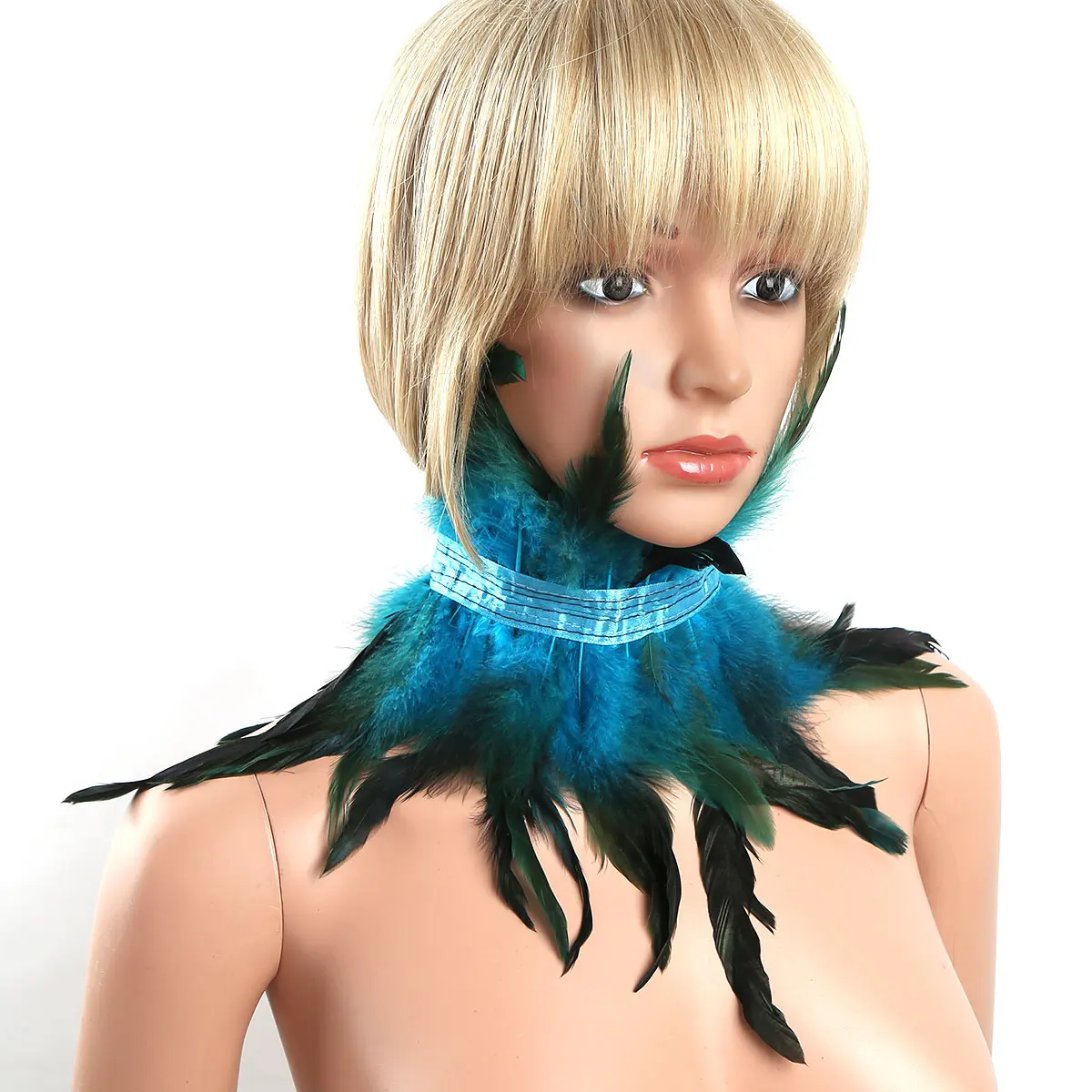 Женский ошейник чокер с натуральным пером в готическом стиле накидка на плечо