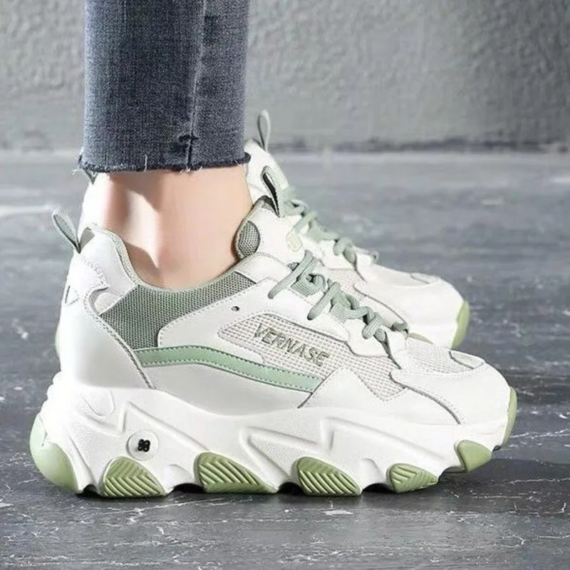 Женские кроссовки на платформе Ulzzang весенние для тенниса шнуровке пожилых